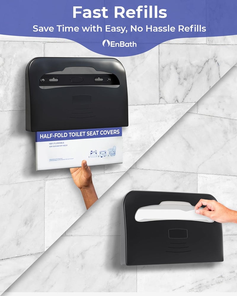 EnBath Commercial Toilet Seat Cover Dispenser Wall Mount, Black Half-Fold Toilet Seat Cover Holder for Bathroom/Restroom - Image 5